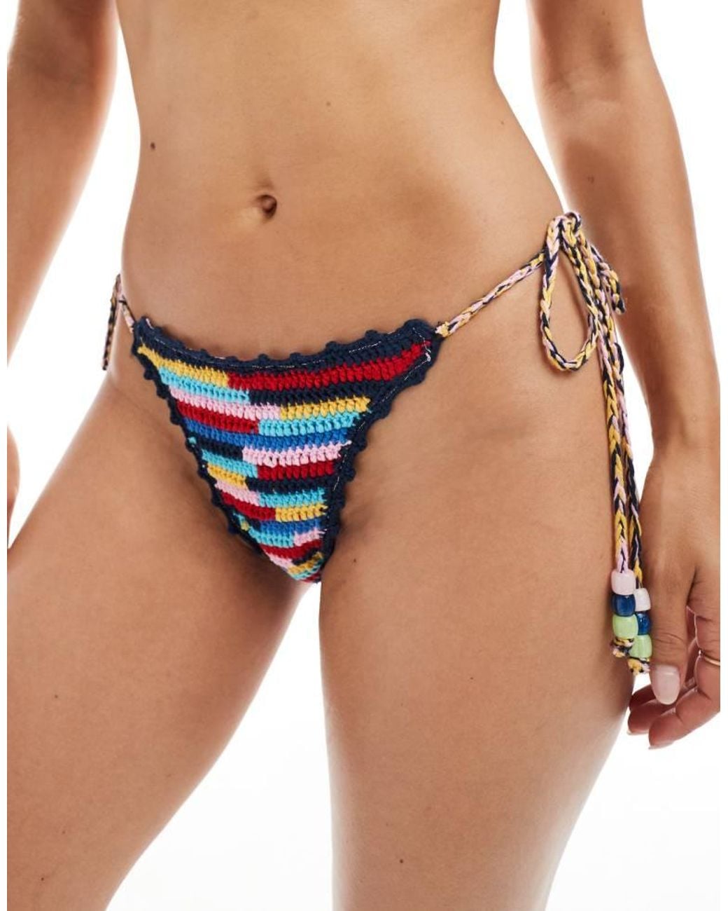 ASOS Multicolor Mia Crochet Tie Side Bikini Bottom