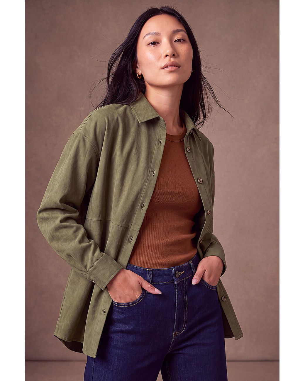 Roman Brown Suedette Oversize Shirt