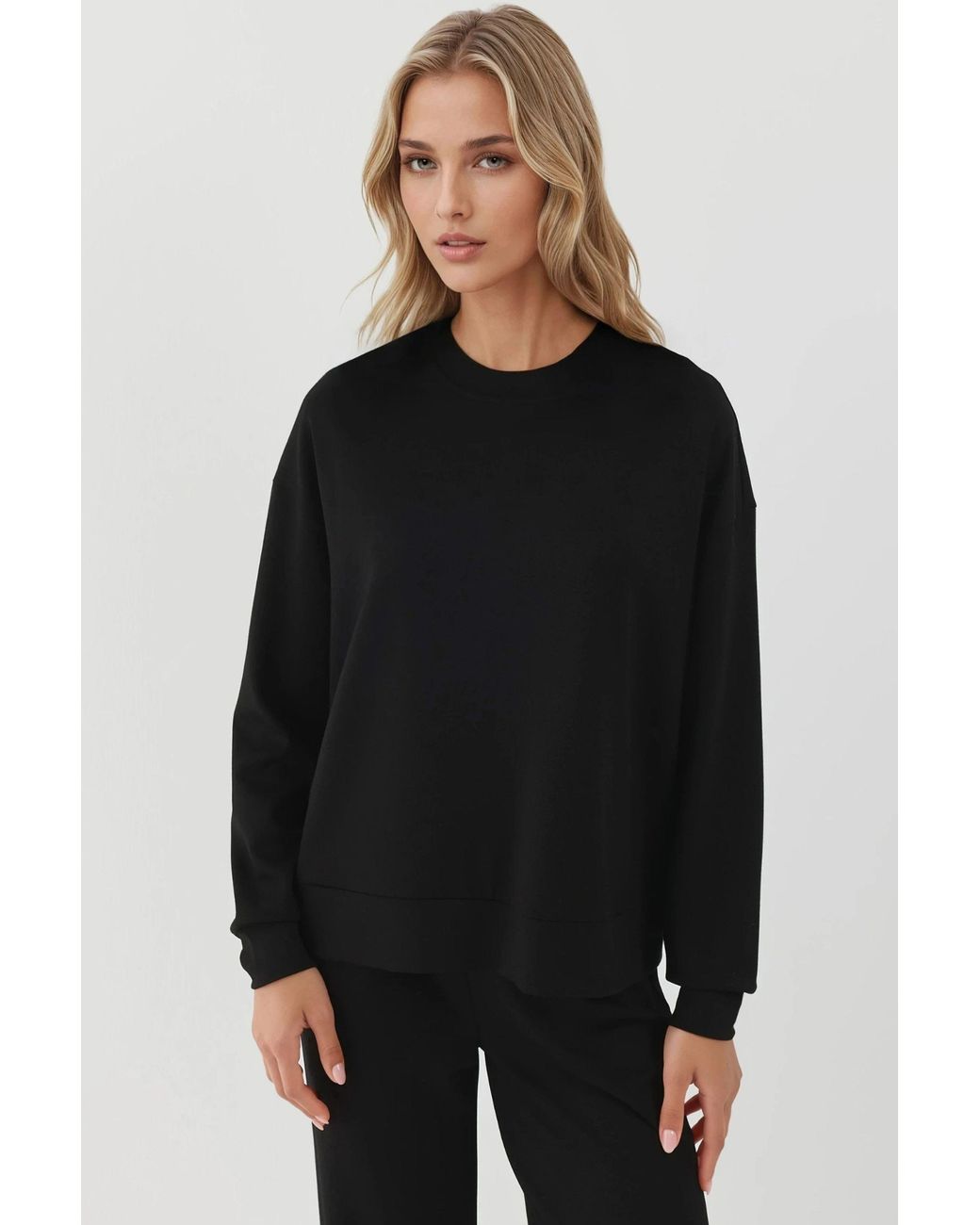 Hiccup Black Modal Touch Basic Sweatshirt