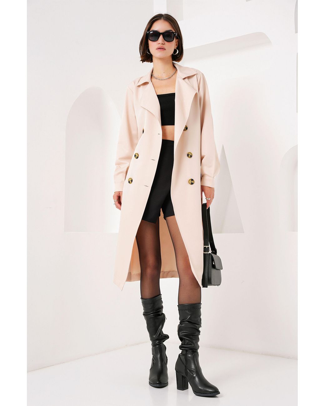 Bigdart Natural Double Breasted Long Trench Coat