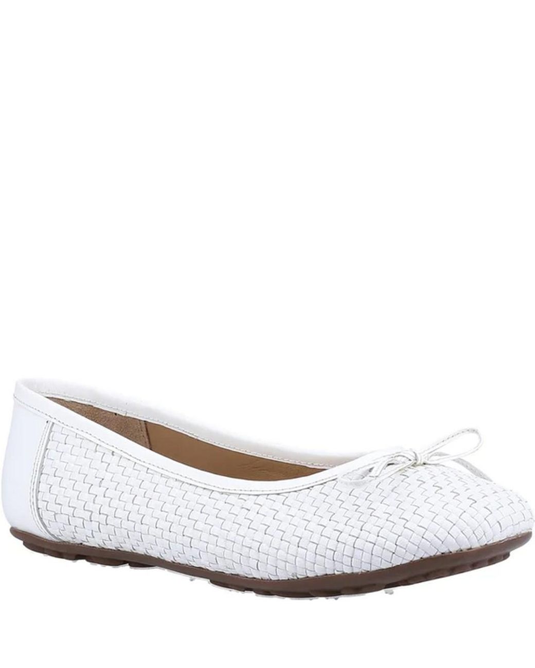 Hush Puppies White Ladies Ballerina Leather Pumps