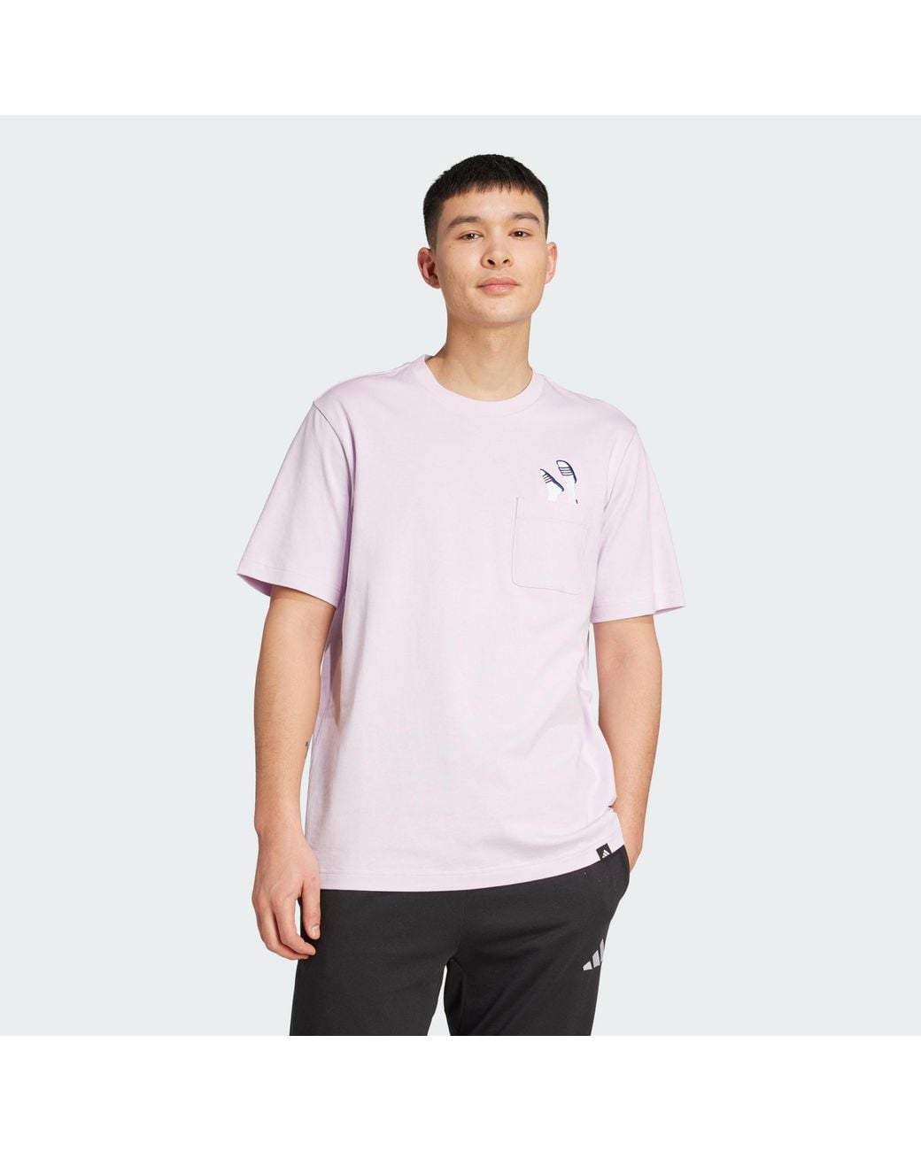 Adidas White Lounge Slides Graphic Pocket Tee for men