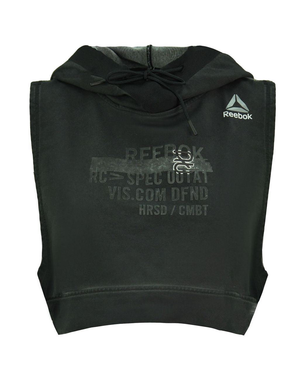 Reebok Black Combat Glory Sleeveless Training Cropped Hoody Bk3879 Spandex