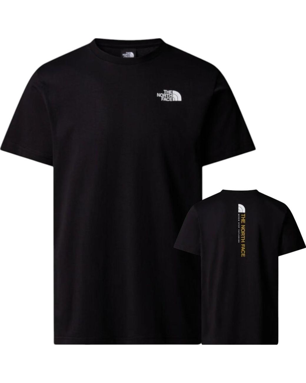 The North Face Black Vertical Logo Ss T-Shirt Cotton for men