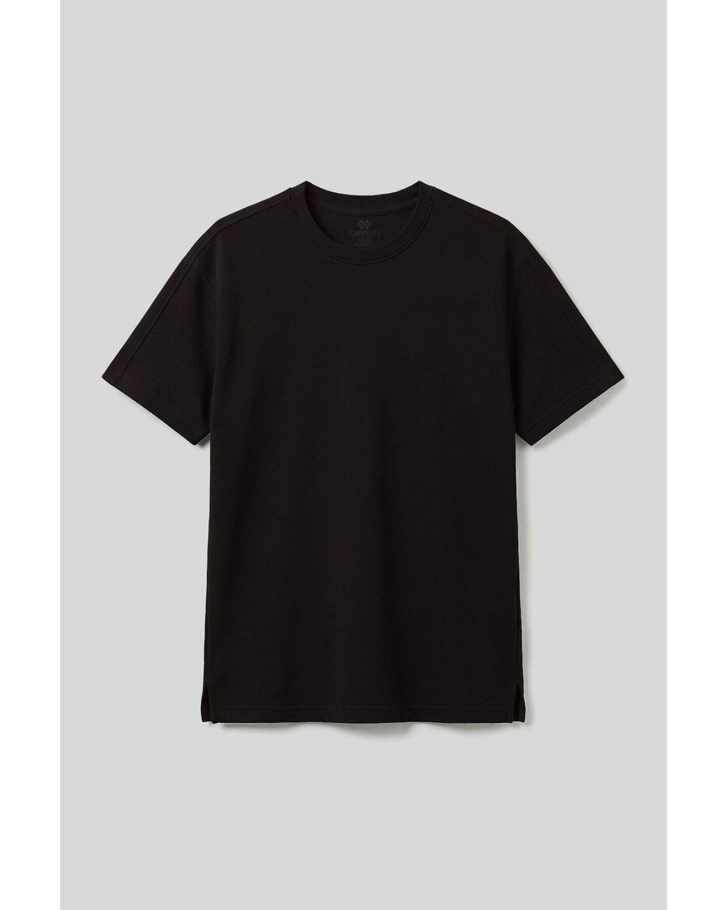 TOMMY LIFE Black Viscose-Blend T-Shirt for men