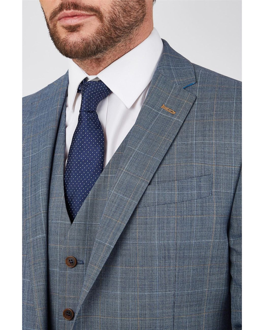 Scott Blue Long Sleeve Regular Suit Jacket for men