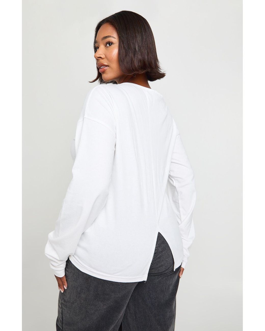 Boohoo White Plus Off The Shoulder Ruched Split Hem Top