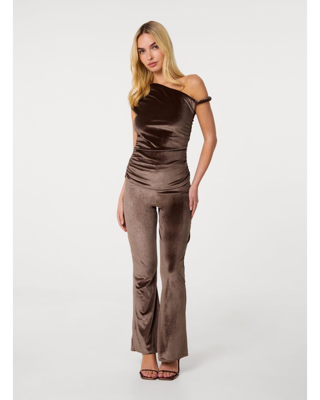 Pink Vanilla Natural Velvet Flare Trousers