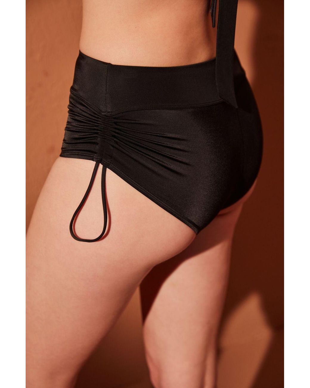 Penti Black High-Waist Shirred Hipster Bikini Bottoms