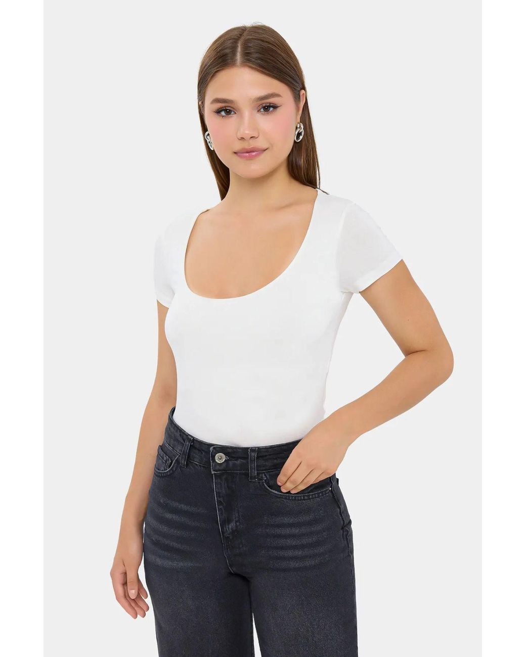 Hiccup Blue Basic Short Sleeve Woven T-Shirt With Scoop Neck