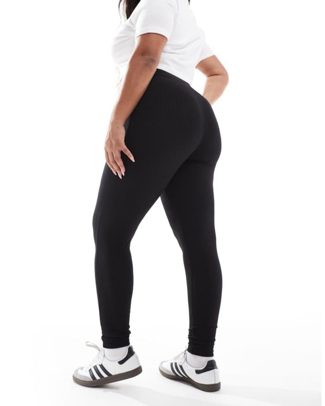 Yours Black Ribbed Leggings