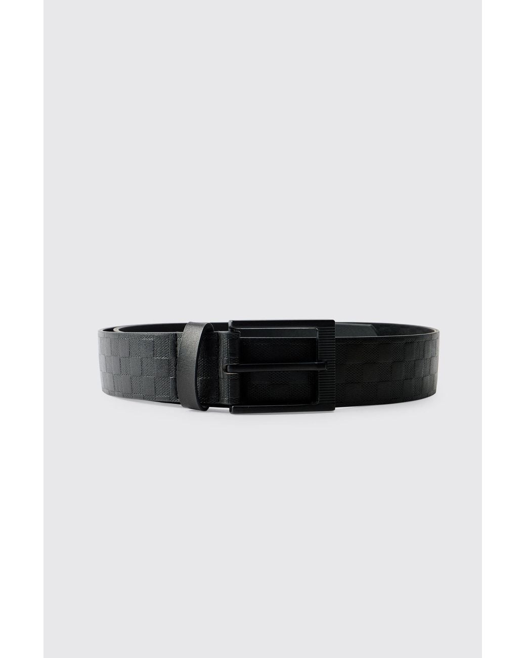 BoohooMAN Black Embossed Checker Board Belt for men