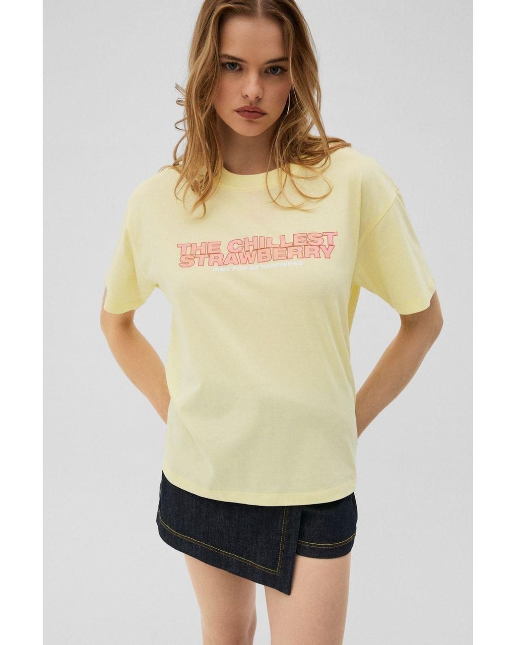Grimelange White Crew Neck Printed T-Shirt