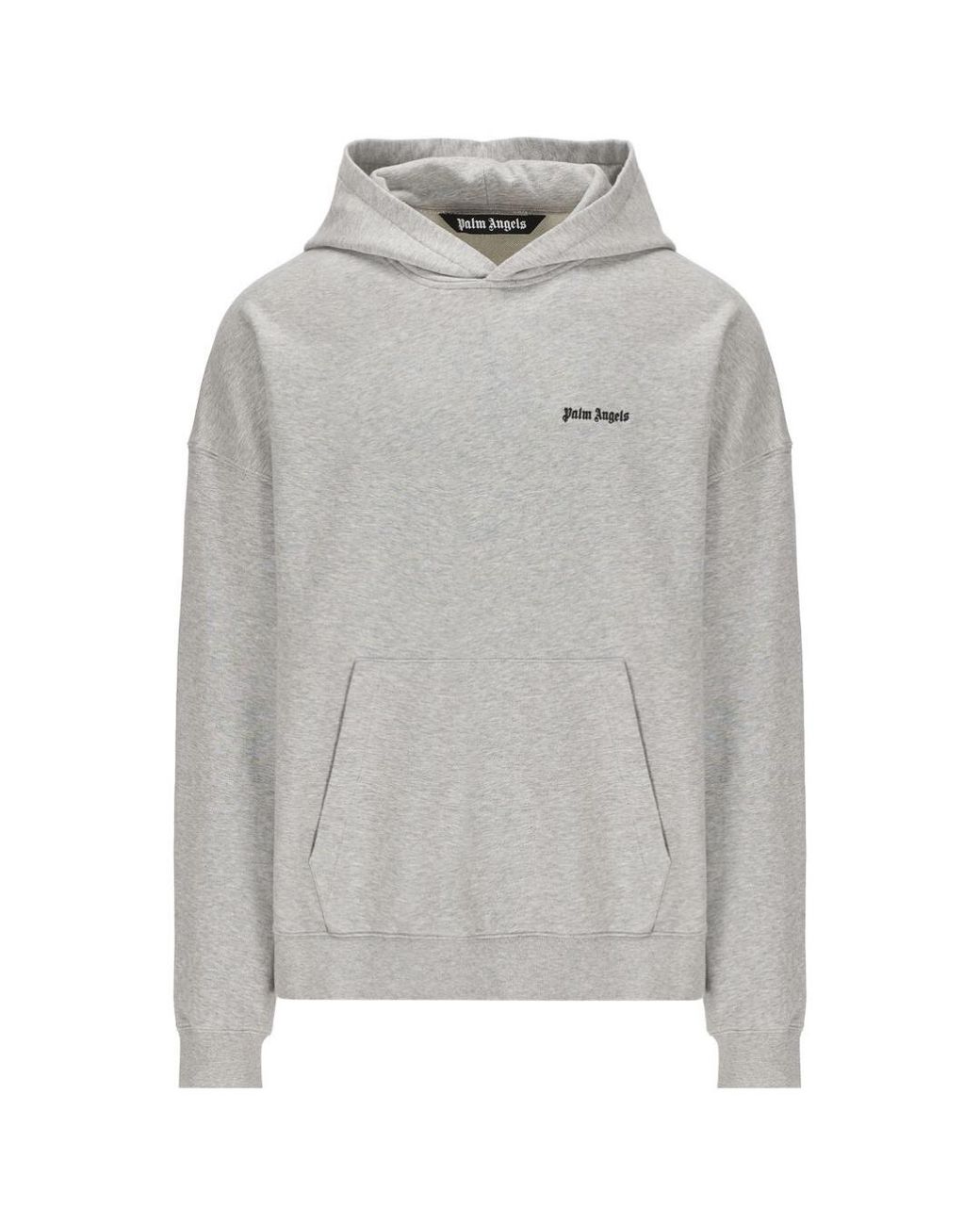 Palm Angels Gray Embroidered Logo Hoodie