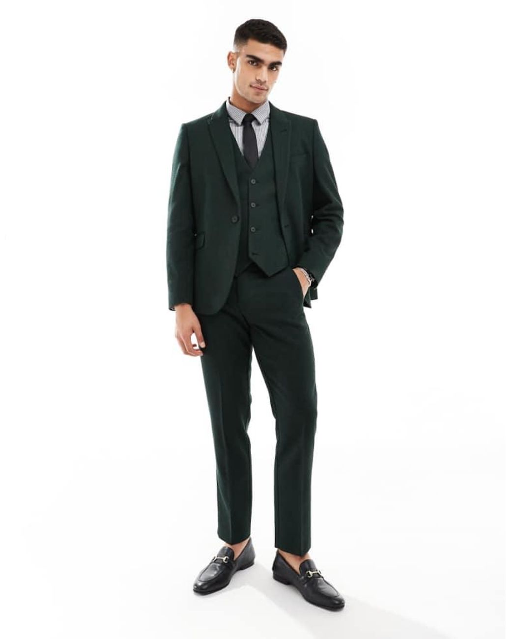 ASOS Black Slim Wool Blend Suit Trousers for men