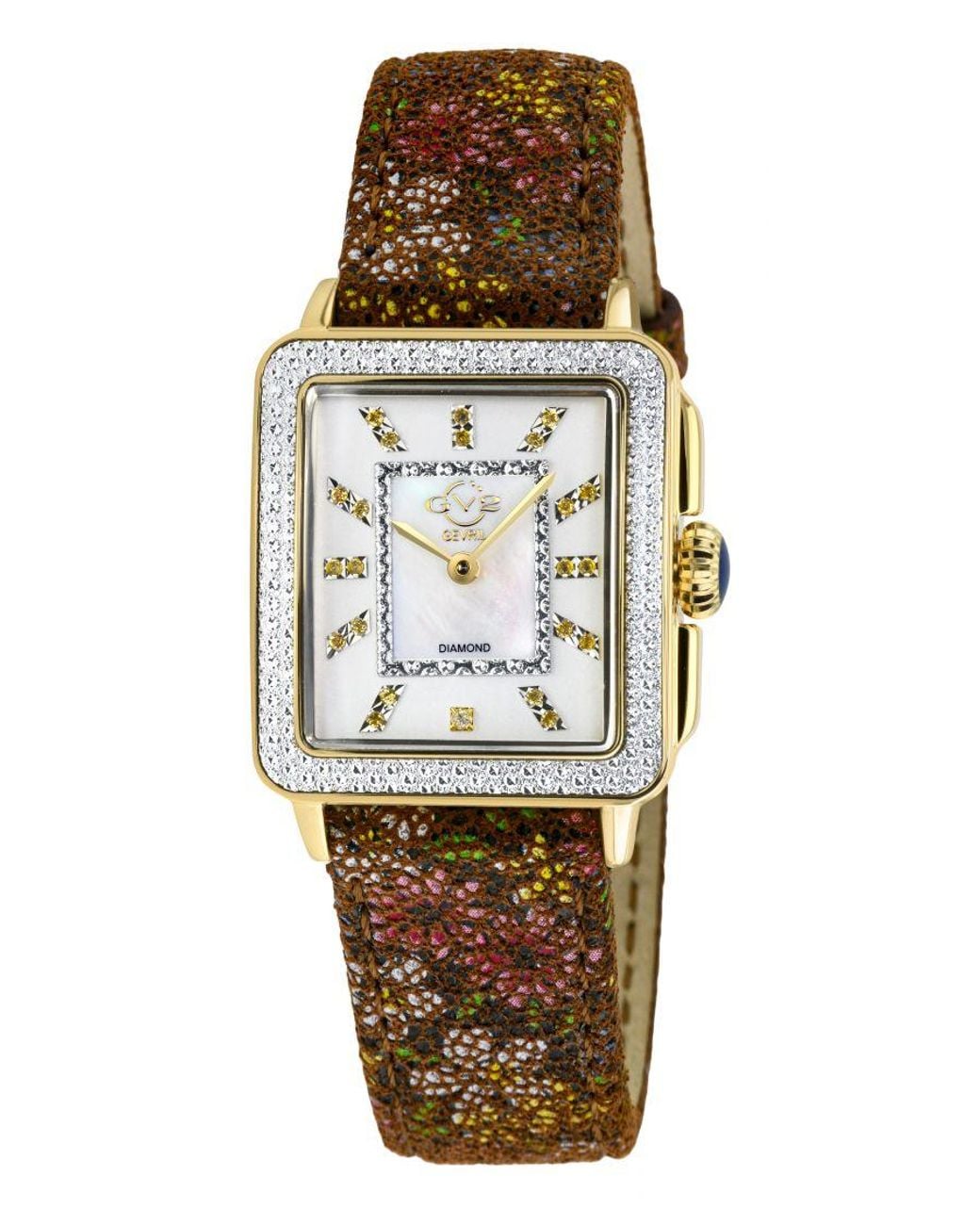Gv2 Metallic Padova Gemstone 12339F Leather Swiss Quartz Watch