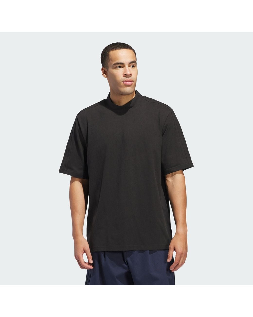 Adidas Originals Black Rolling Links Mock Neck Polo Shirt for men