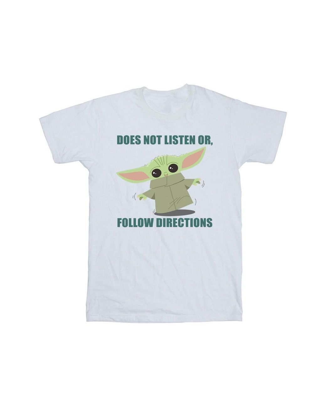 Star Wars White The Mandalorian Grogu Does Not Listen T-Shirt Cotton for men
