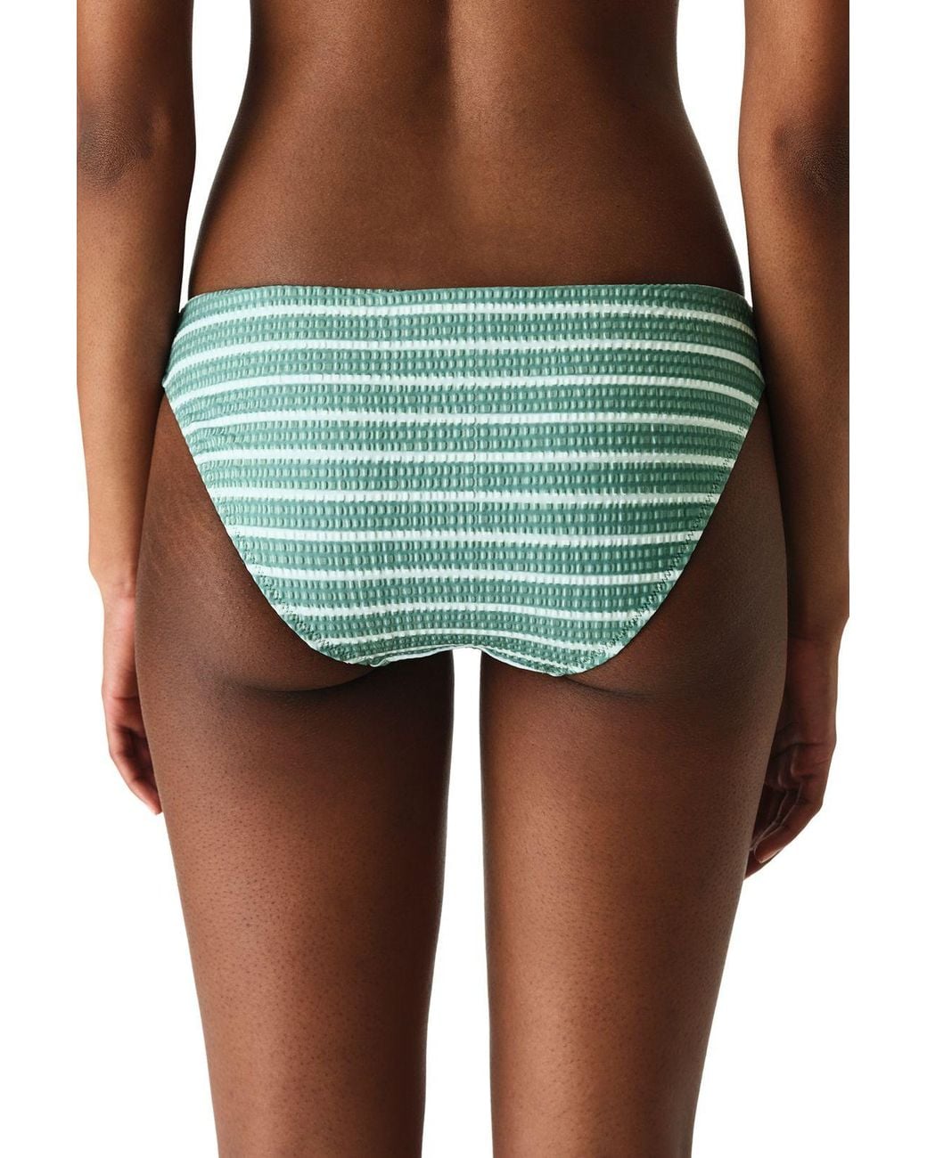 Penti Blue Maela Striped Textured Mid Waist Bikini Bottom