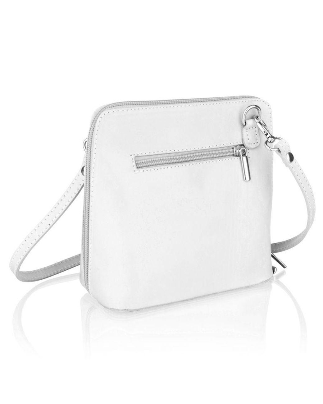 Woodland Leathers White Leather Taupe 6.0" Small Shoulder Bag, Open Central Zip, Removeable Adjustable Strap