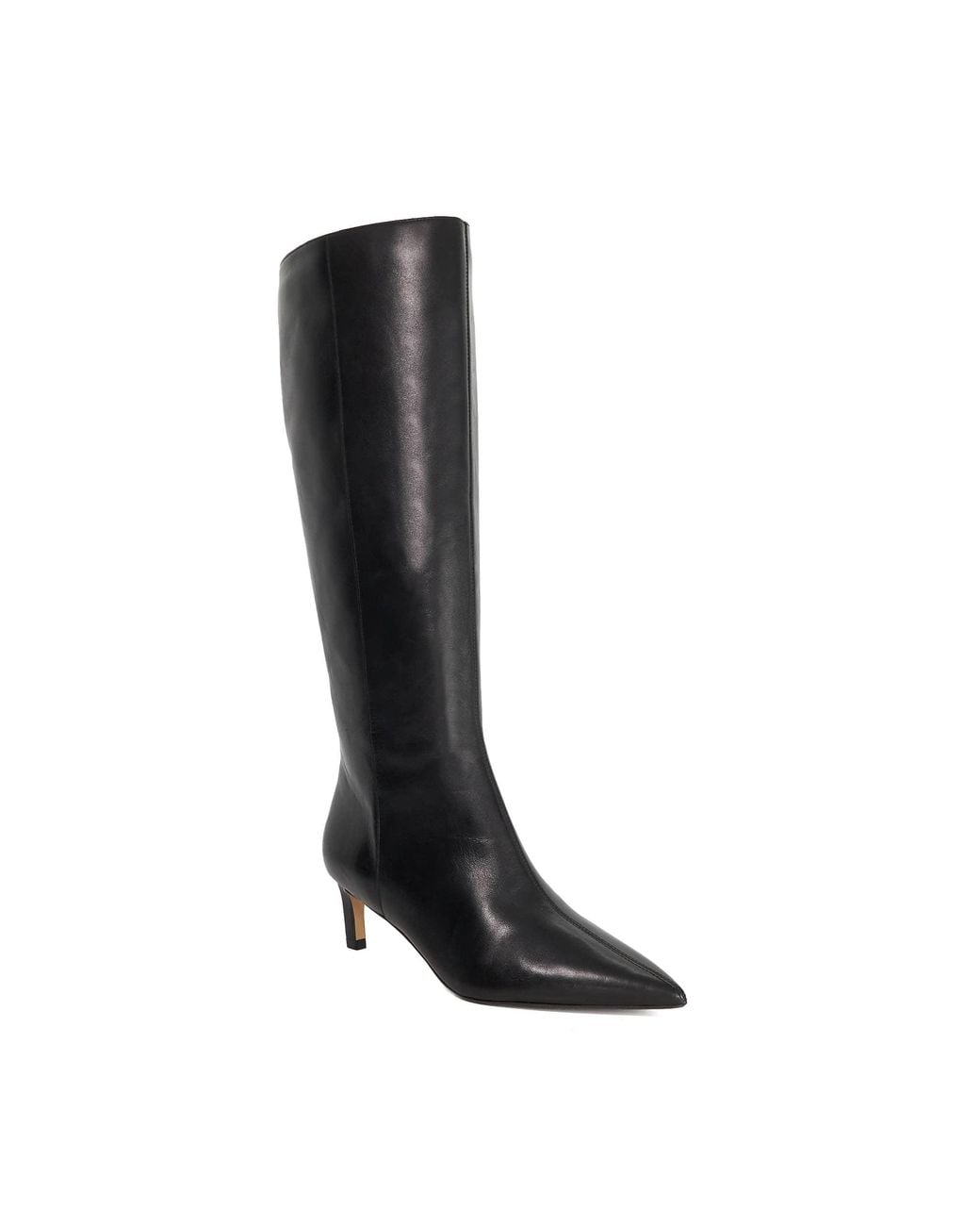 Dune Black Smoothly Kitten-Heel Knee-High Boots