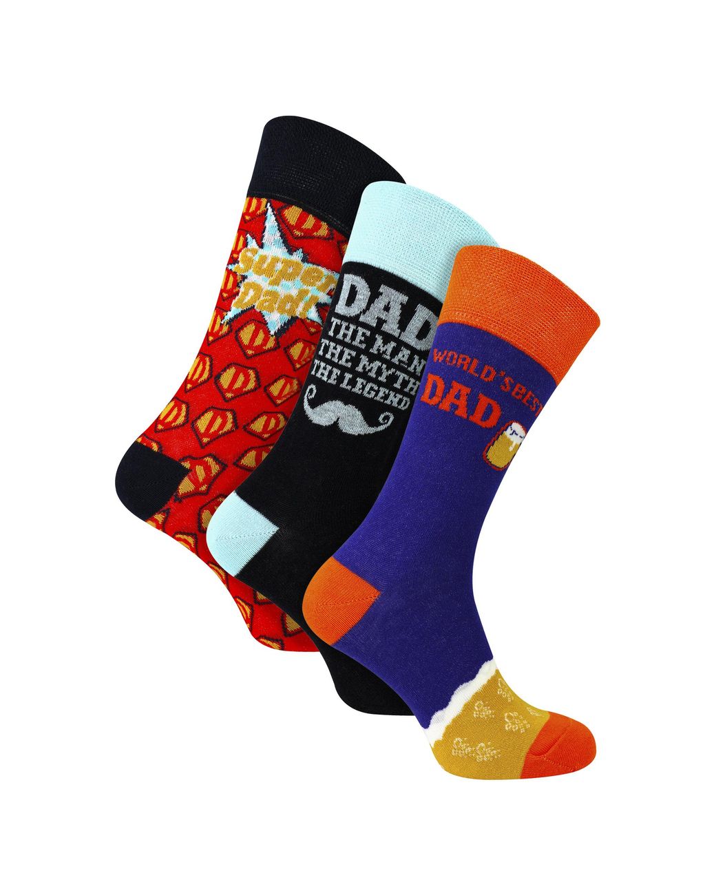 Sock Snob Blue 3 Pack Dad Novelty Socks Fun Patterned for men