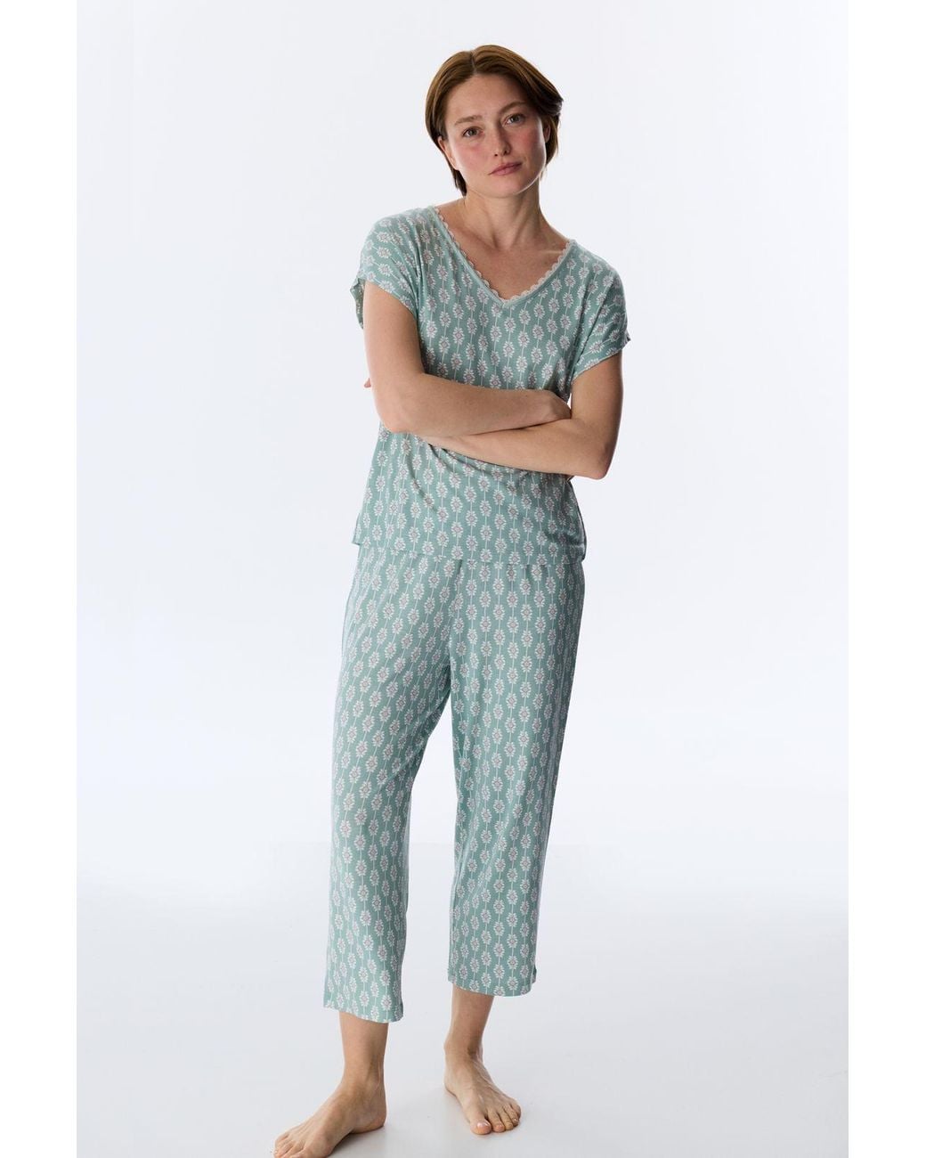 Penti Blue Alia Capri Trousers Floral Short-Sleeve Pyjama Set