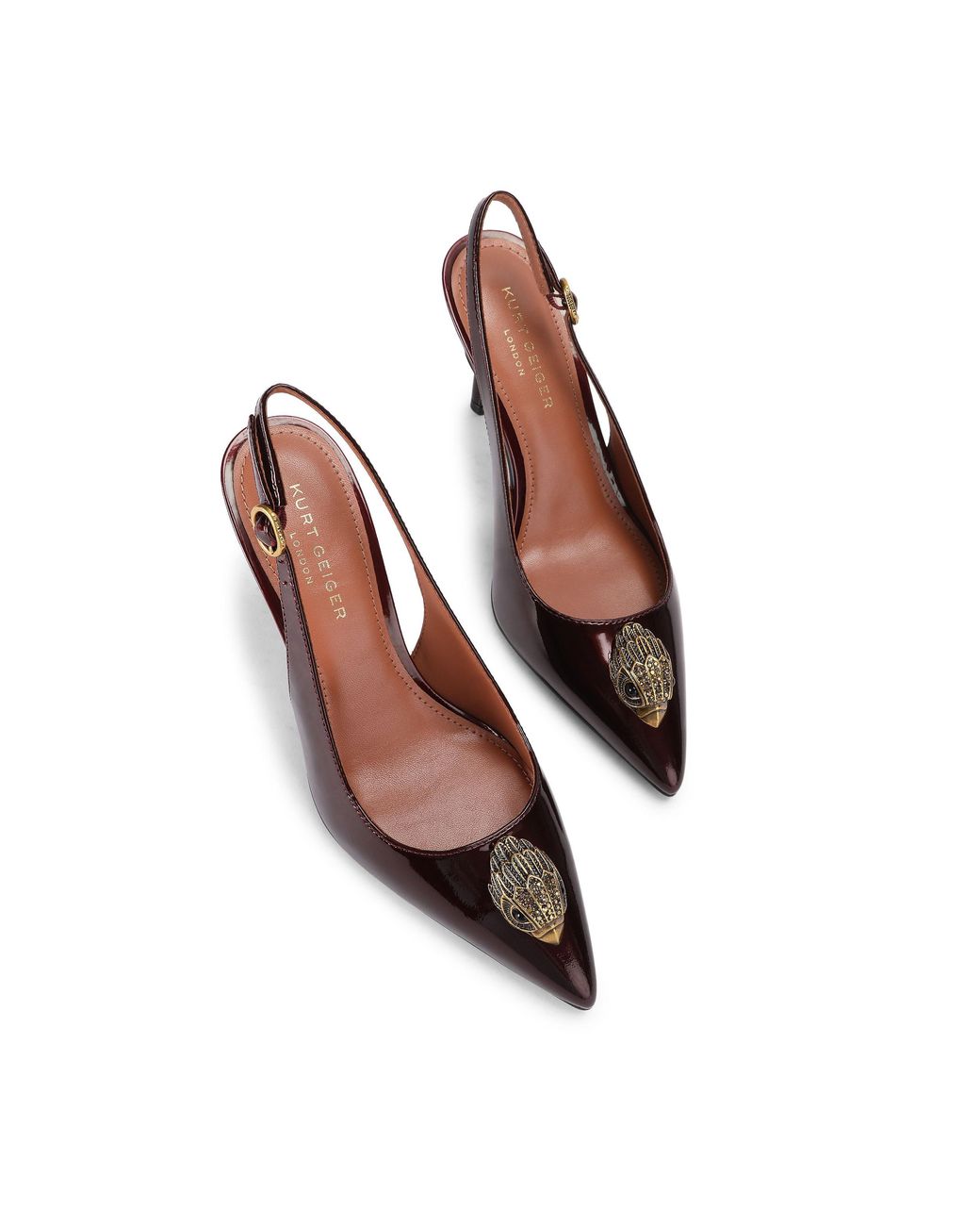 Kurt Geiger Brown Patent Leather Soho Sling Heels