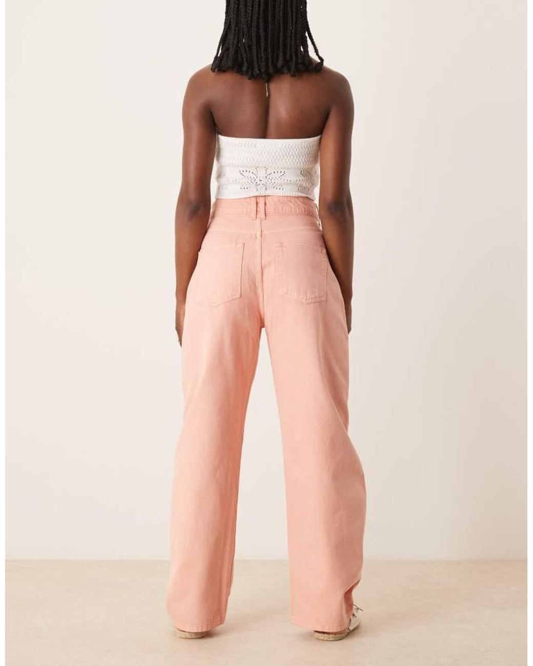 ASOS Pink High Waisted Barrel Leg Jeans