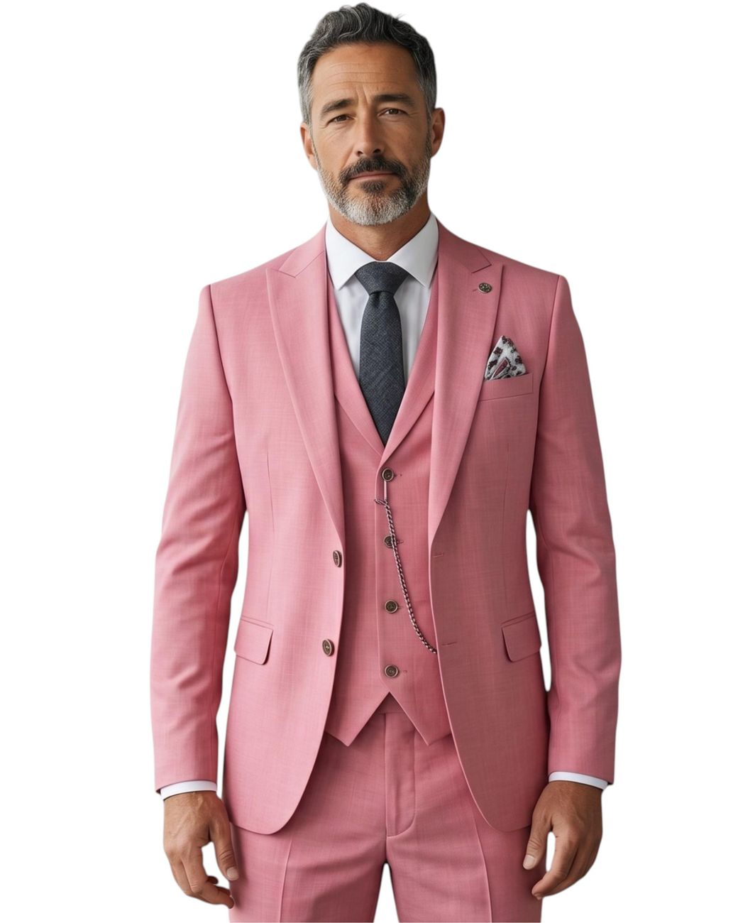 TruClothing Pink 3 Piece Tailored Fit Formal Suit for men