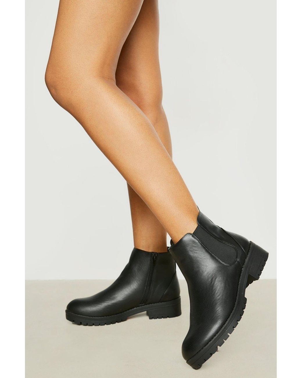 Boohoo Black Wide Fit Pull On Chelsea Boots