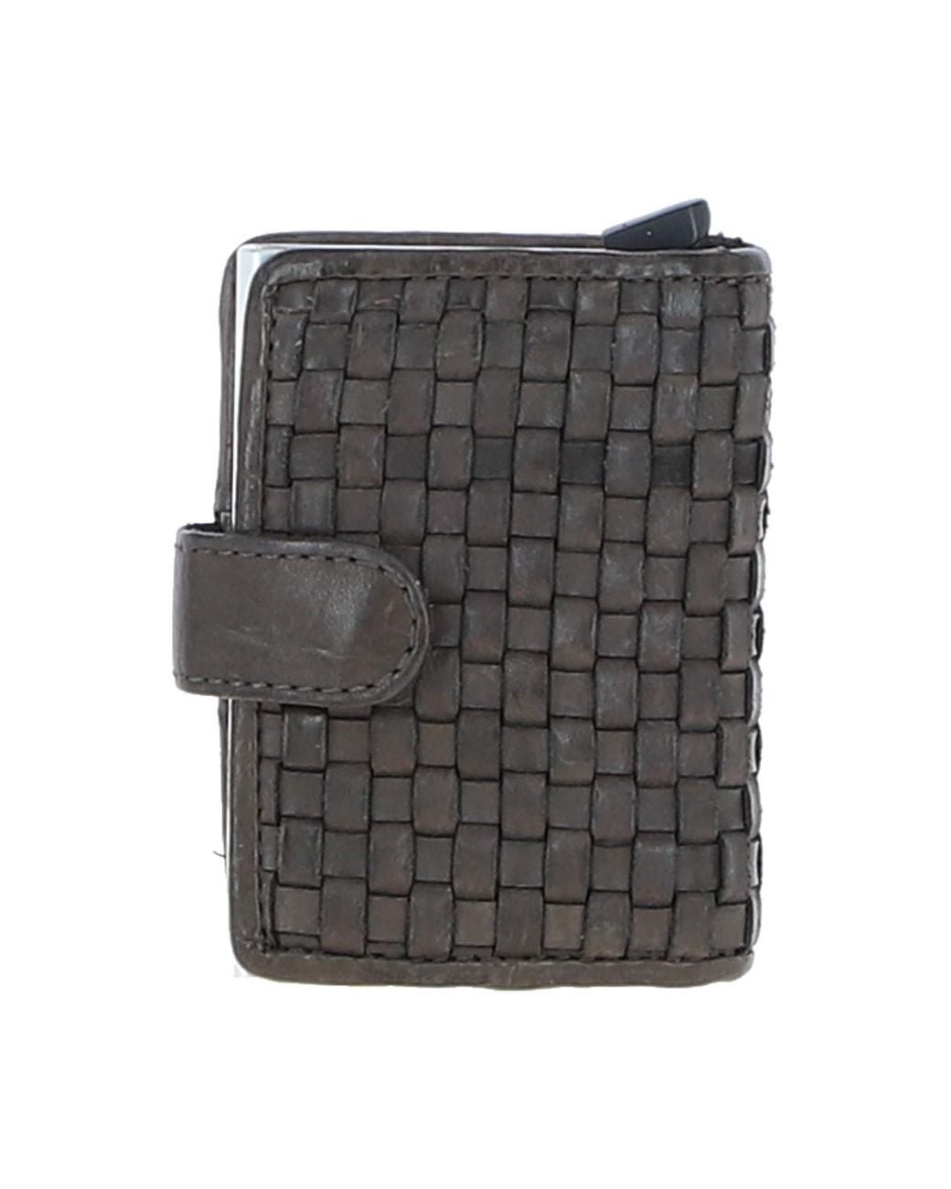 Ashwood Leather Gray 'La Perfetto' Metal & Woven Card Wallet Case