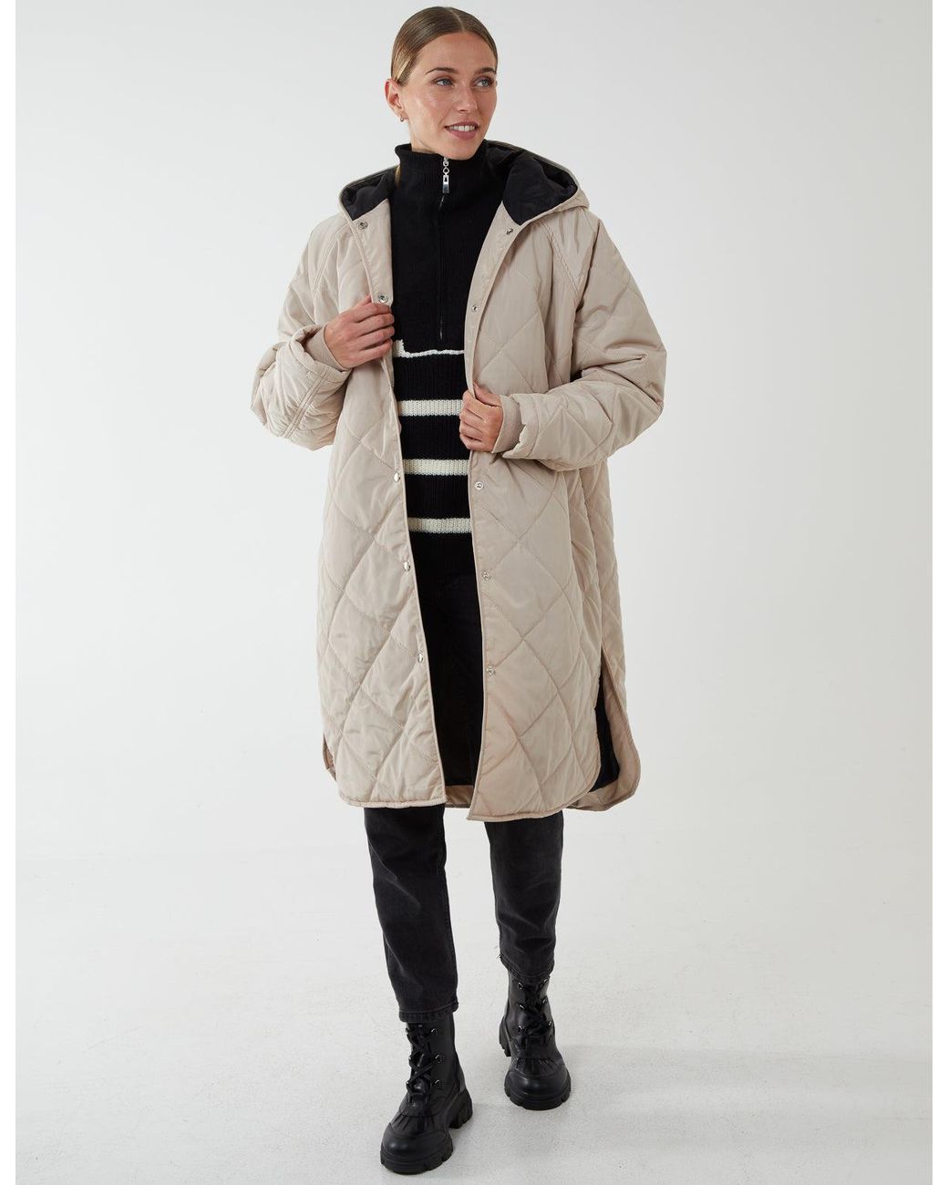 Blue Vanilla Natural Diamond Quilted Coat