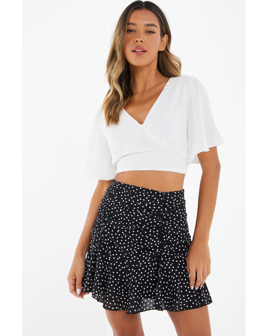 quiz polka dot top
