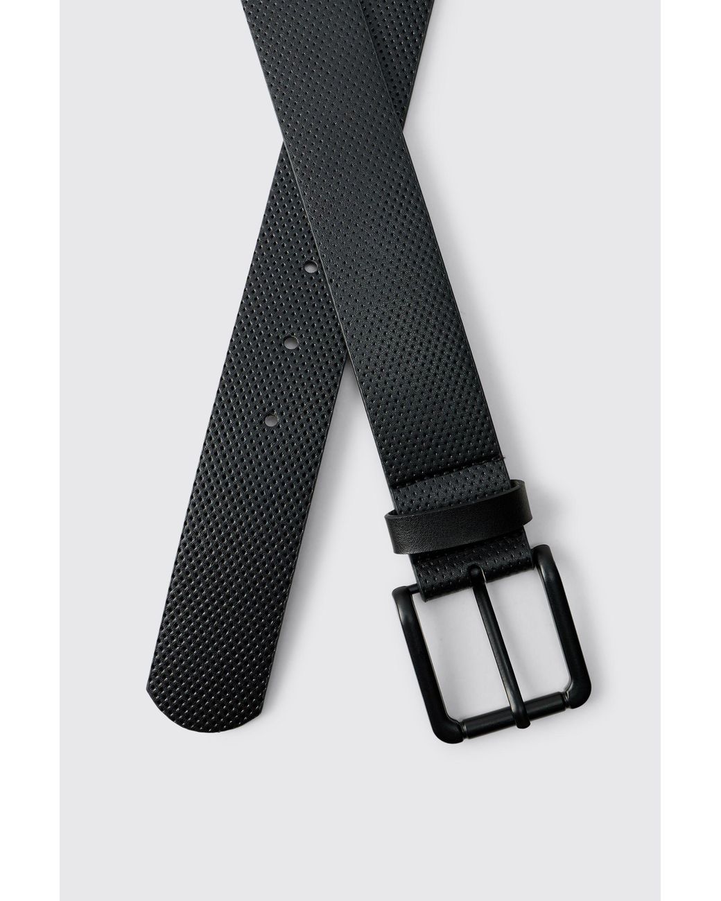 BoohooMAN Black Embossed Textured Belt for men
