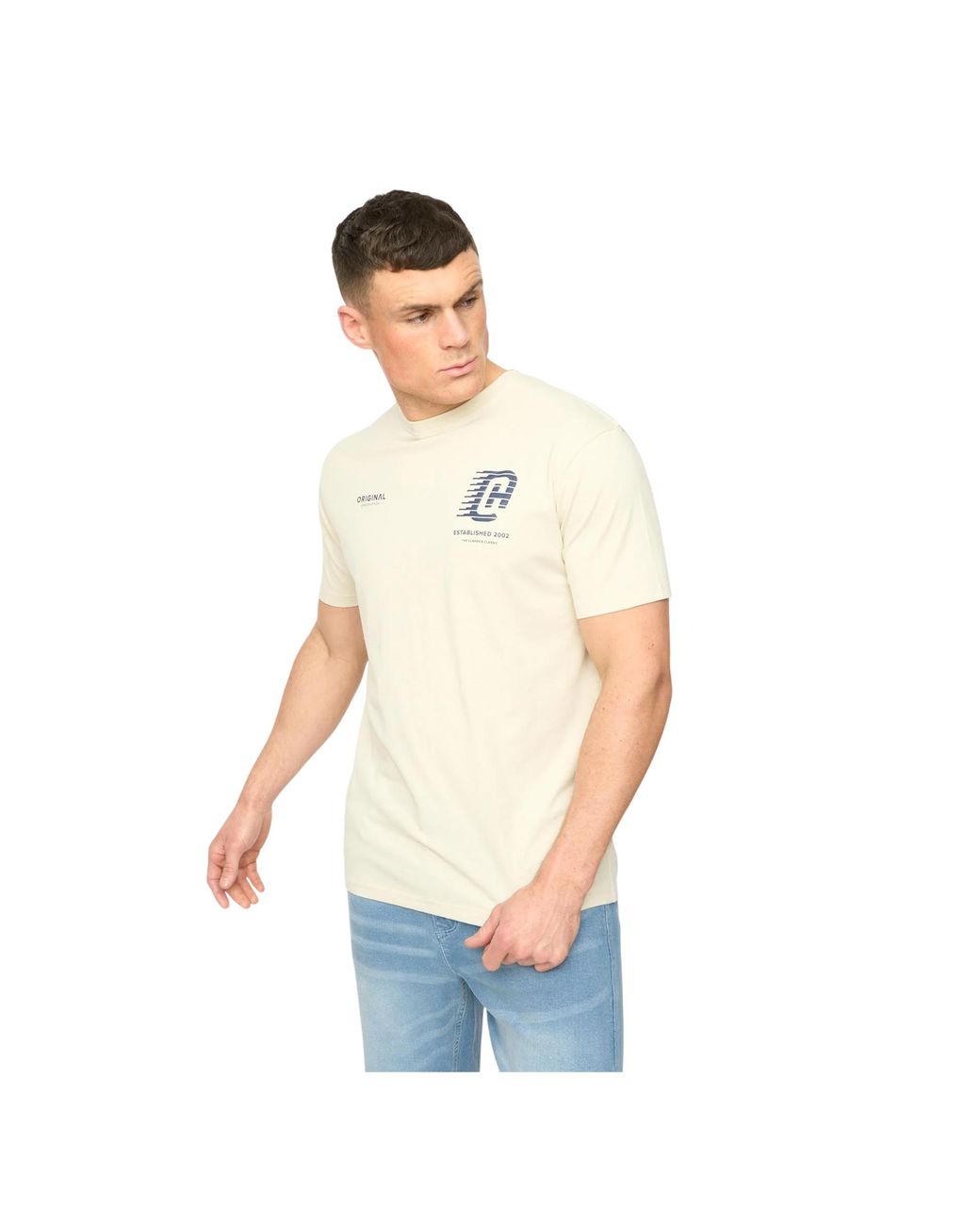 Crosshatch White Morville Cotton T-Shirt (Neutral) for men