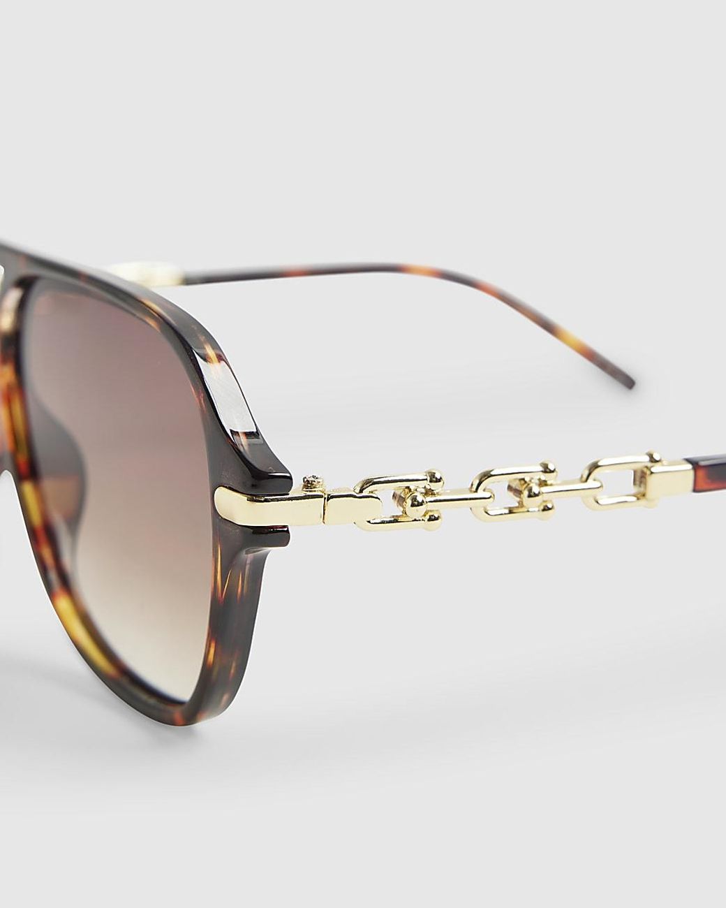 River Island Natural Sunglasses Tortoiseshell Chain Temple