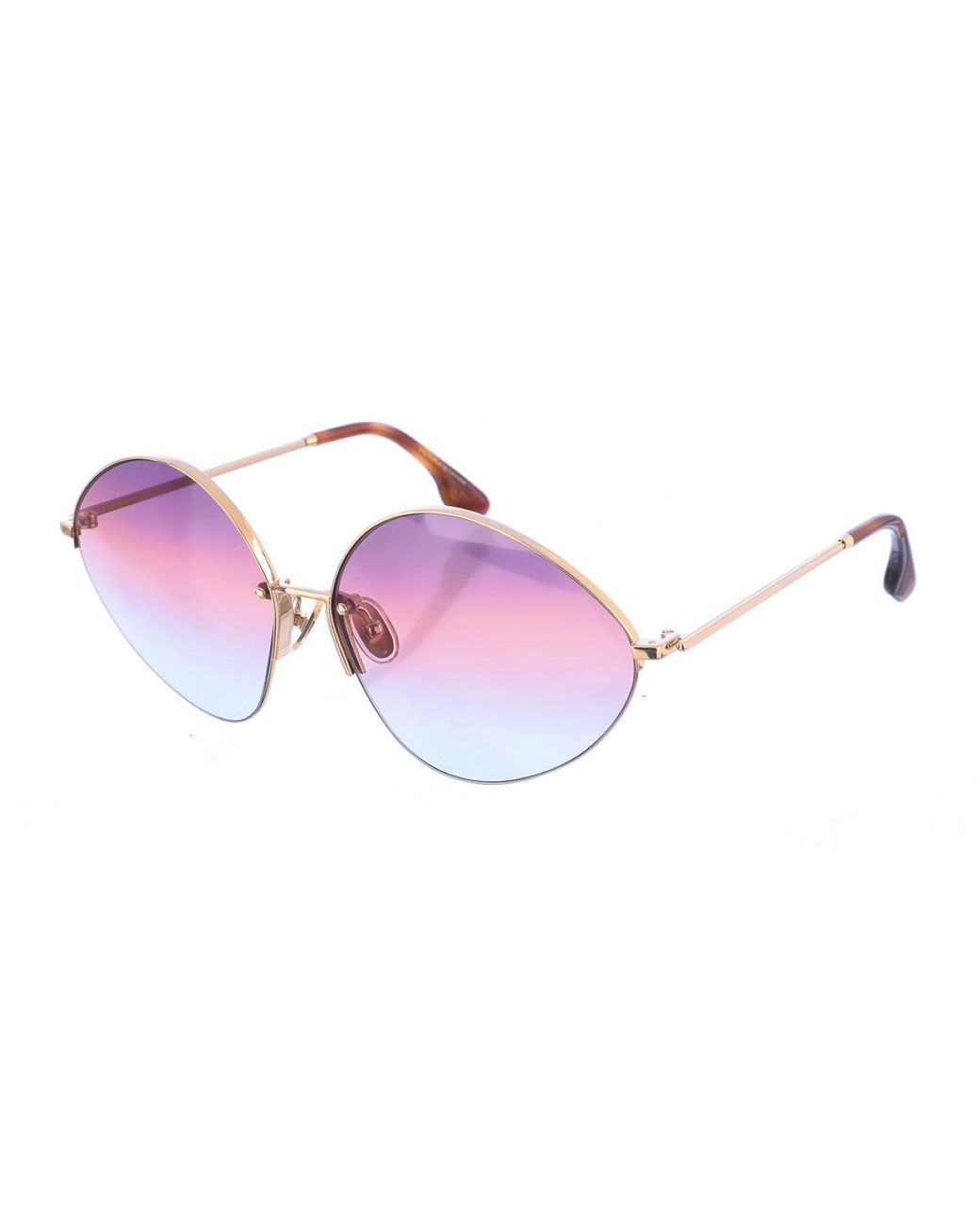 Victoria Beckham Pink Vb220S Oval-Shaped Metal Sunglasses