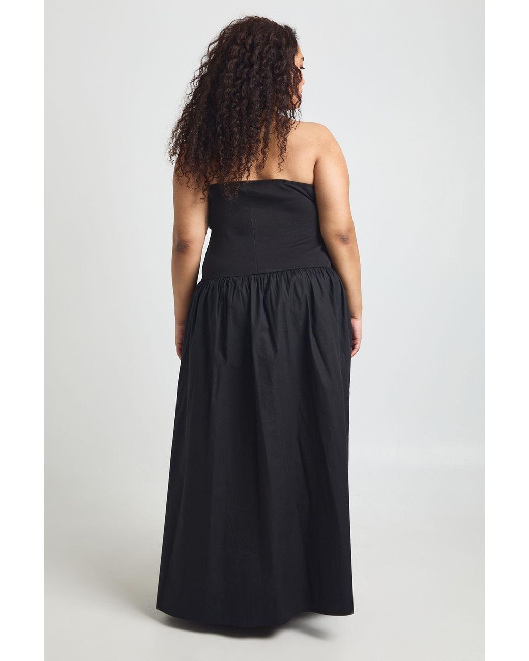Boohoo Blue Plus Rib Cotton Mix Dropped Hem Maxi Dress