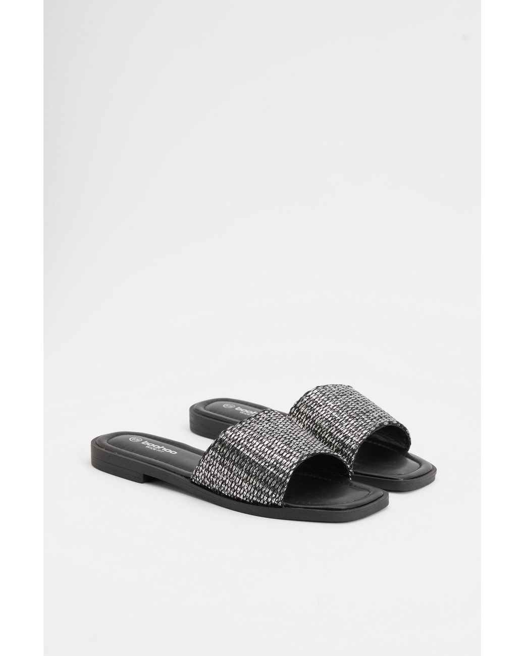 Boohoo Brown Wide Fit Metallic Raffia Sliders