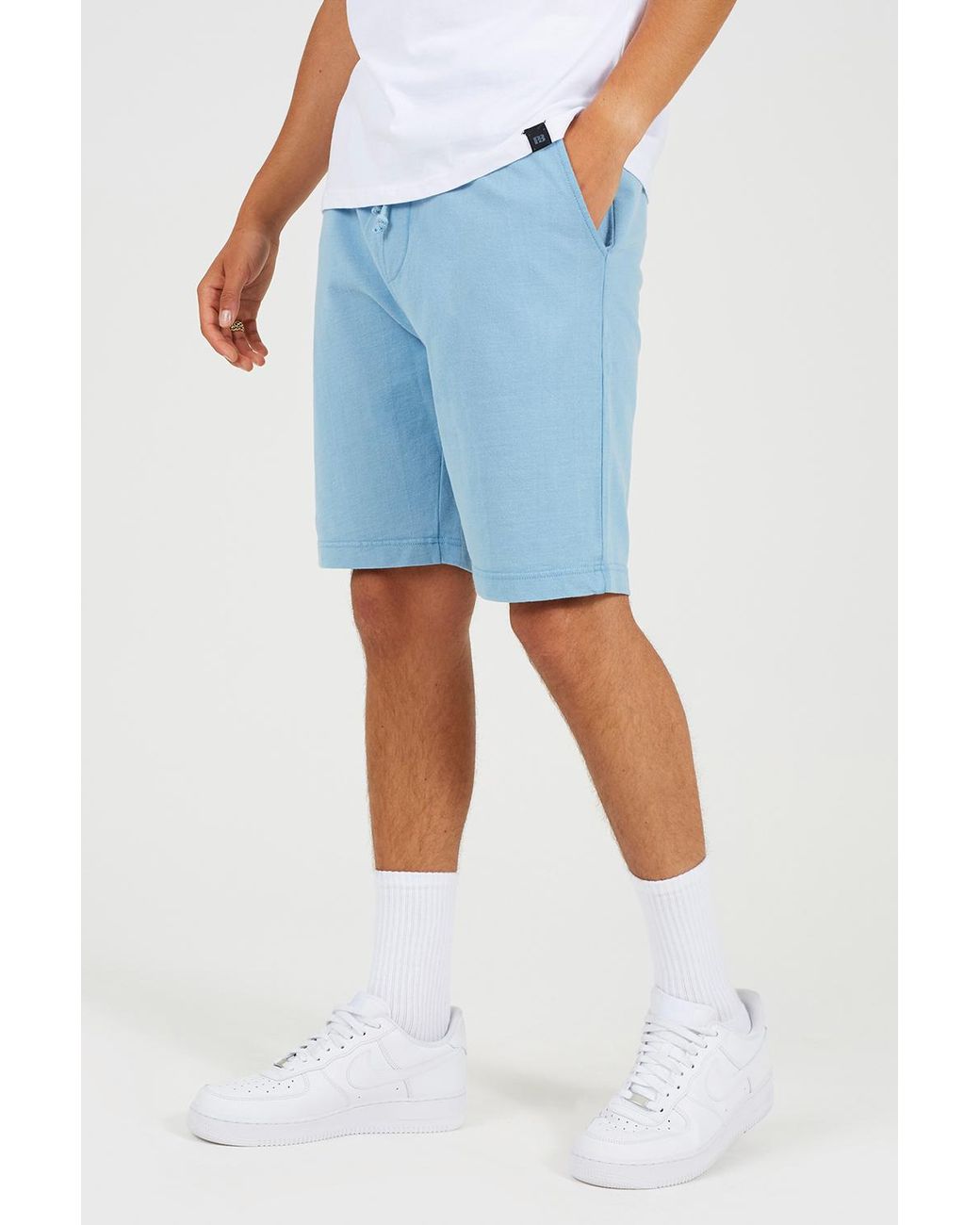 Brave Soul Blue Light Cotton Jersey Elasticated Shorts for men