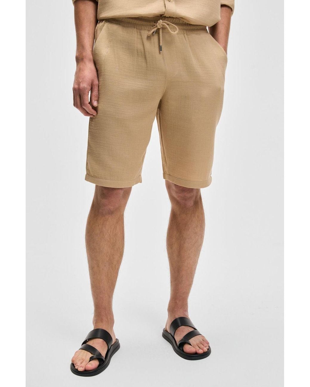 Grimelange Natural Slim Fit Chino Shorts for men