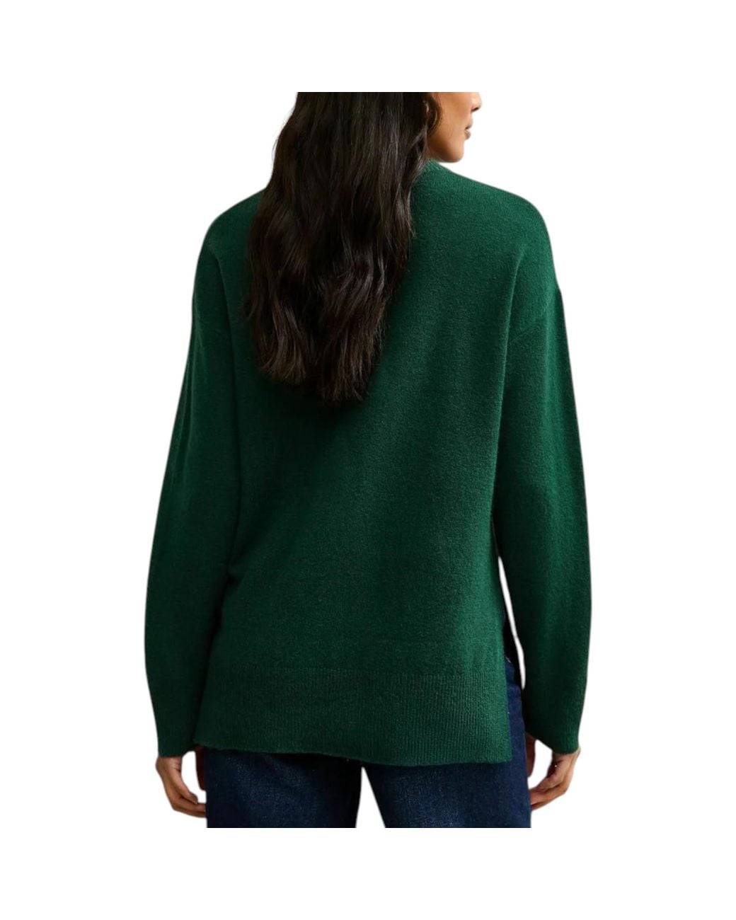New Look Green Side Slit Jumper Long Sleeve Sweatshirts Crew Neck Knitted Top