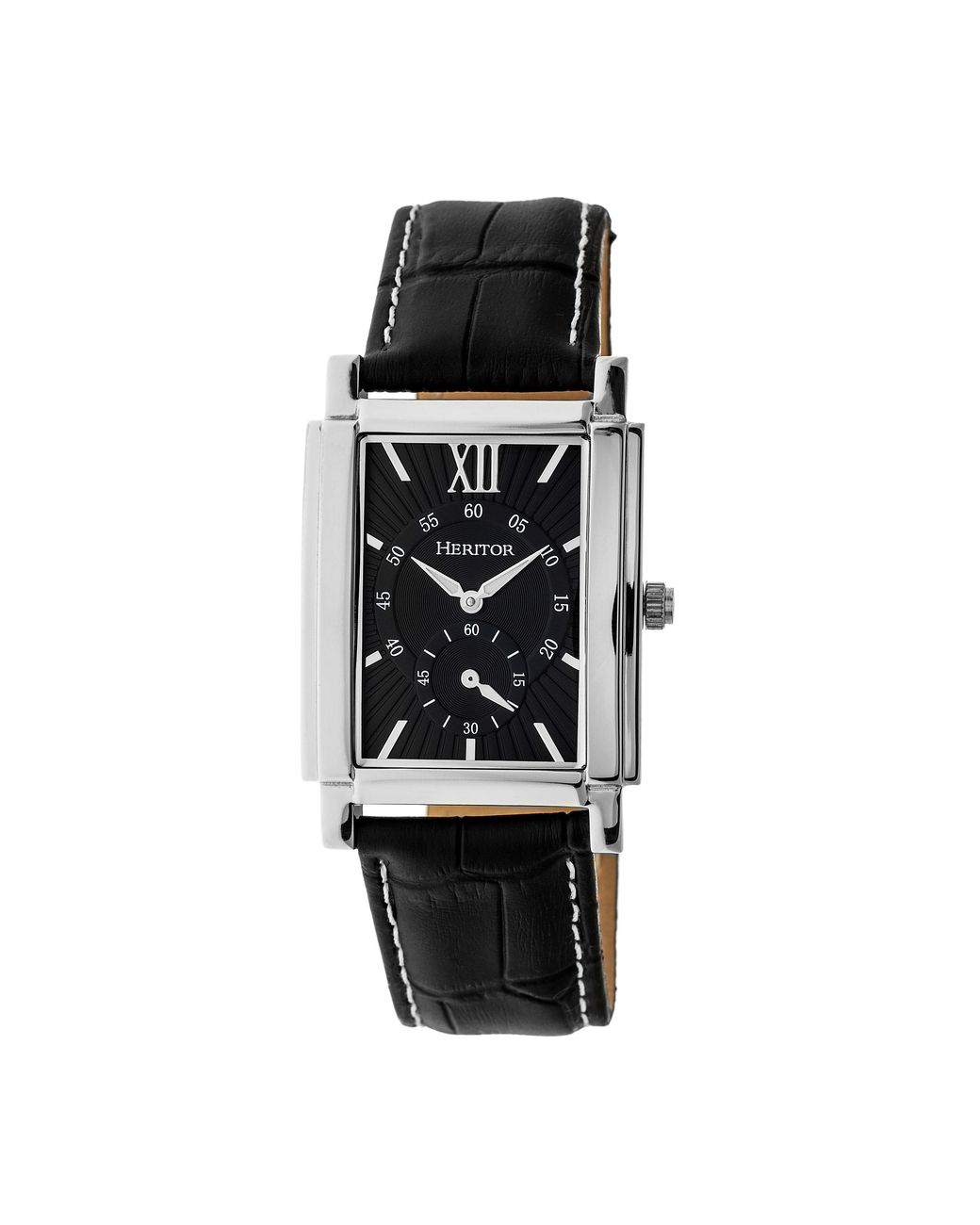 Heritor Black Frederick Leather-Band Watch for men