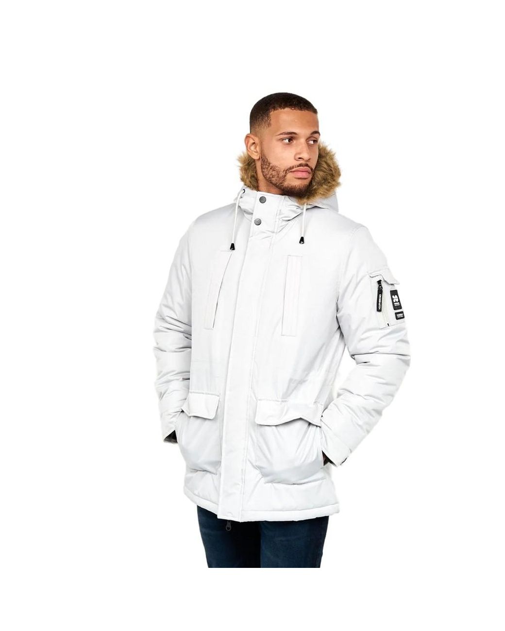 Crosshatch White Parkmoore Parka (Putty) for men