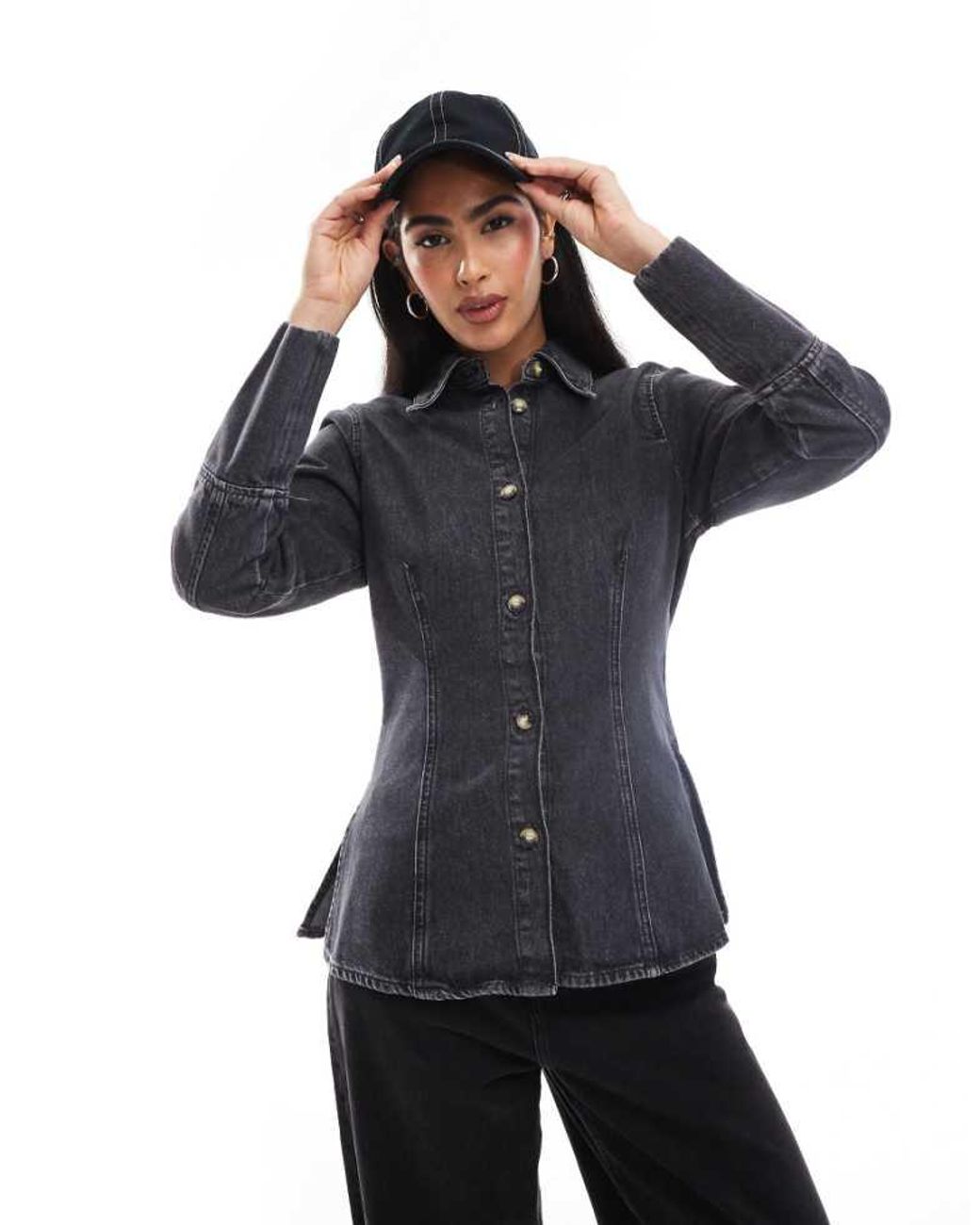 ONLY Black Fitted Denim Shirt