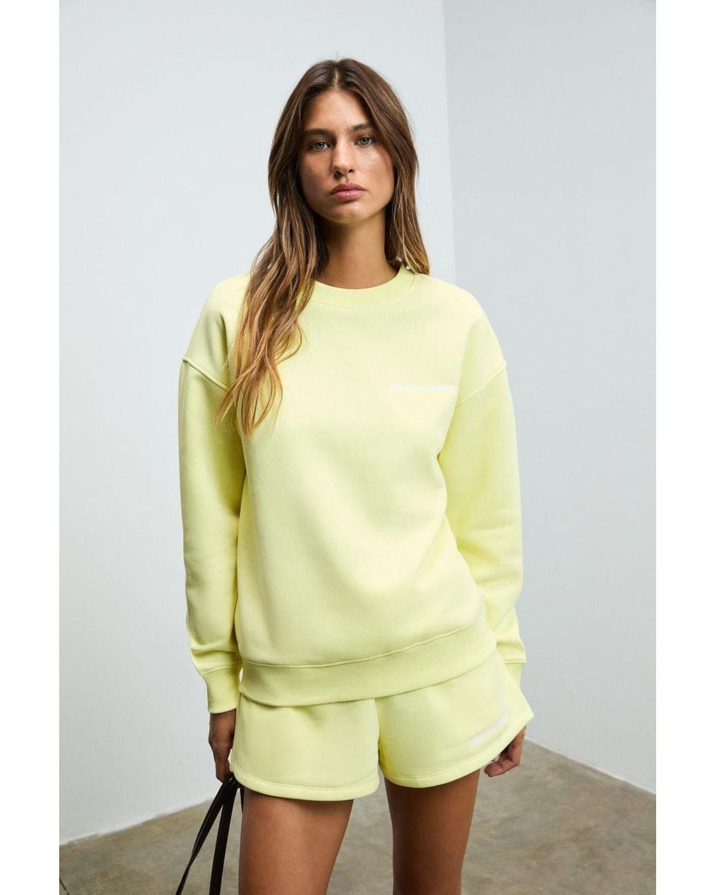 Grimelange Yellow Oversized Crew Neck Sweatshirt