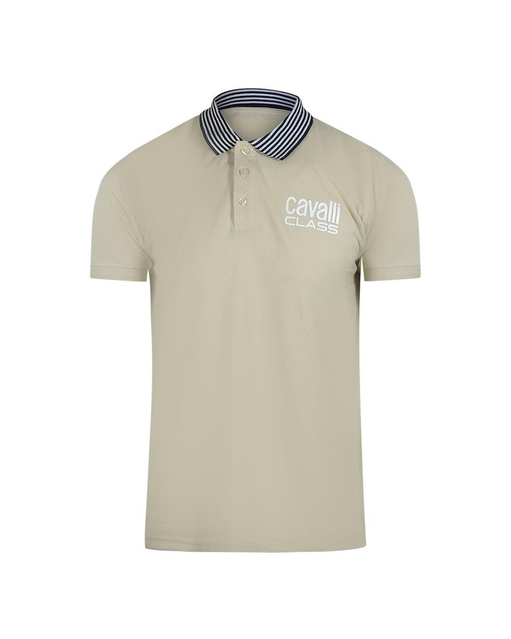 Roberto Cavalli Green Striped Collar Polo Shirt Cotton for men