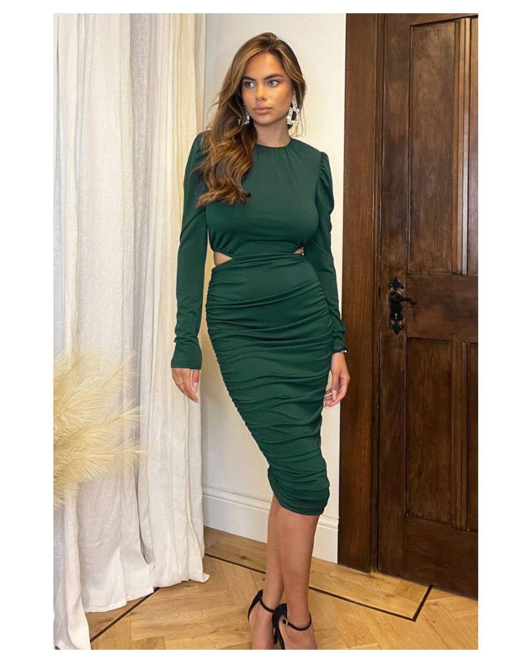 AX Paris Green Cut Out Waist Midi Dress