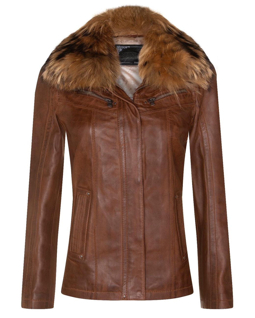 Infinity Leather Brown Slim Fit Parker Jacket-Millom